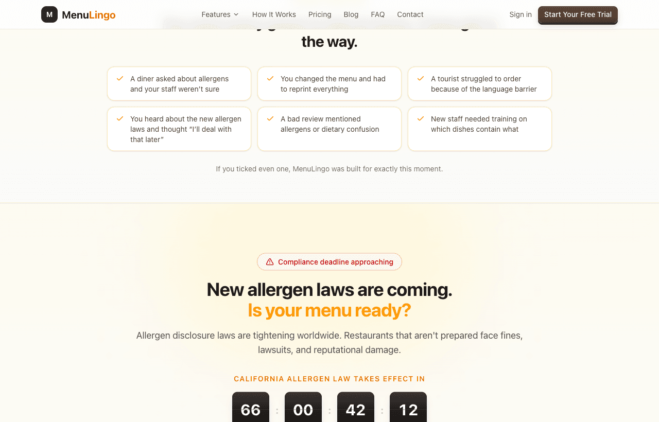 Compliance countdown — California allergen law live timer