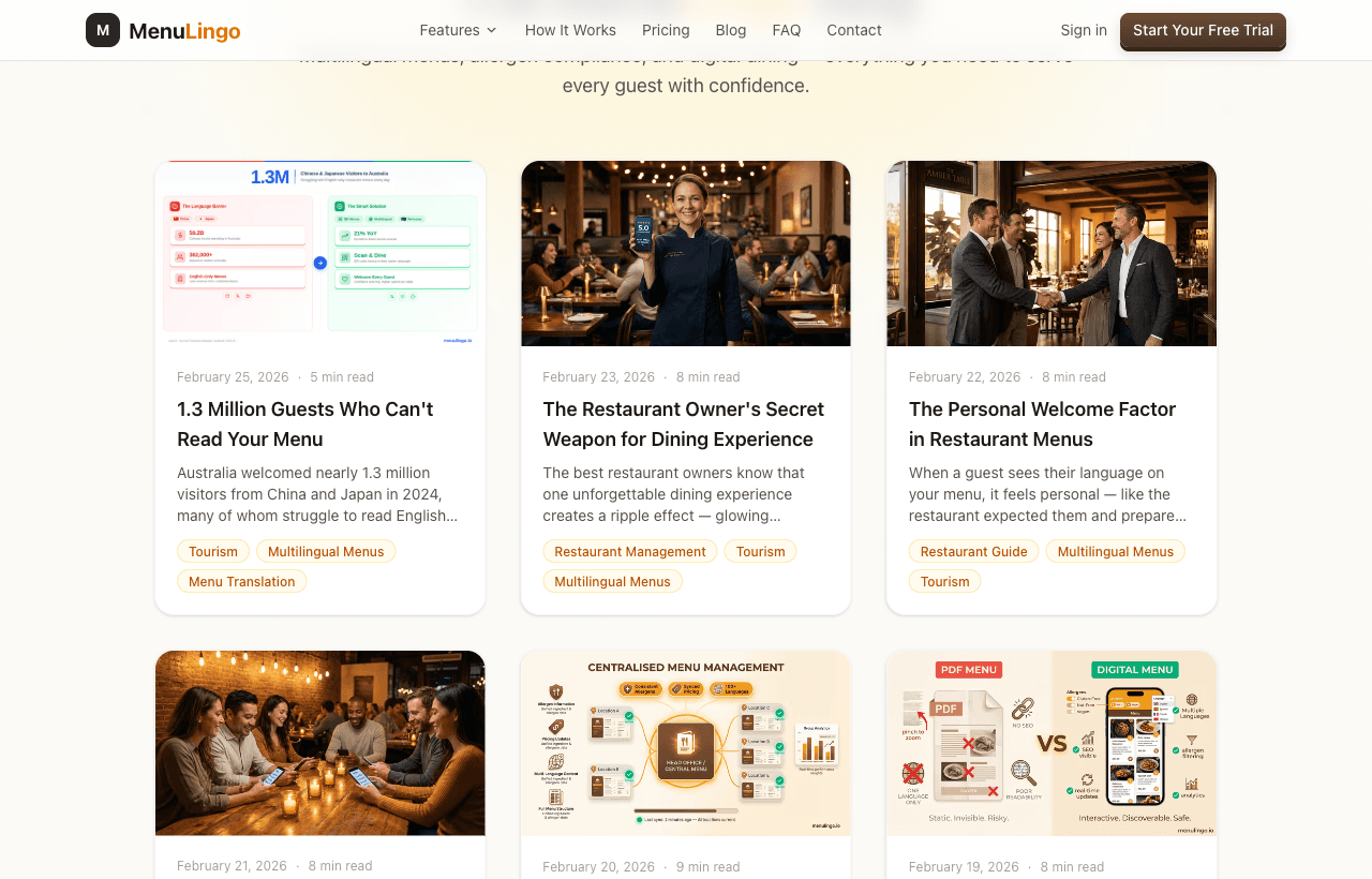 Blog index — full SEO content engine for allergen compliance